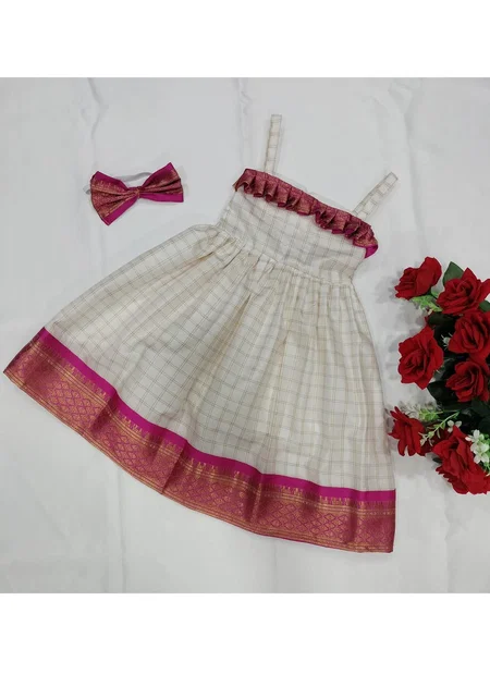 Ajd 8139 Soft Silk Border With Zari Weaving Kids Girls Wear Gown Wholesale Online
